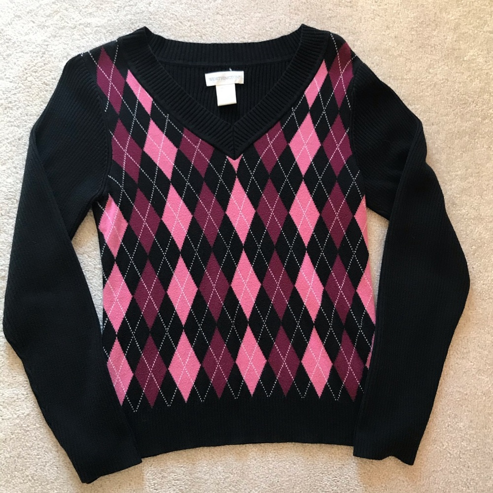 Argyle V-Neck Sweater